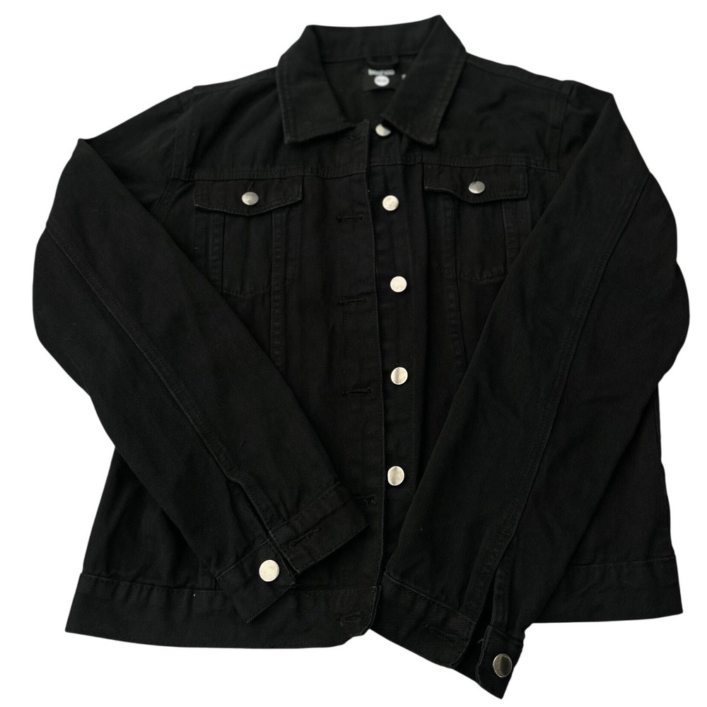 Boohoo Blue Black Denim Jacket Custom Spiderweb Mesh Back Gothic Trucker US 12